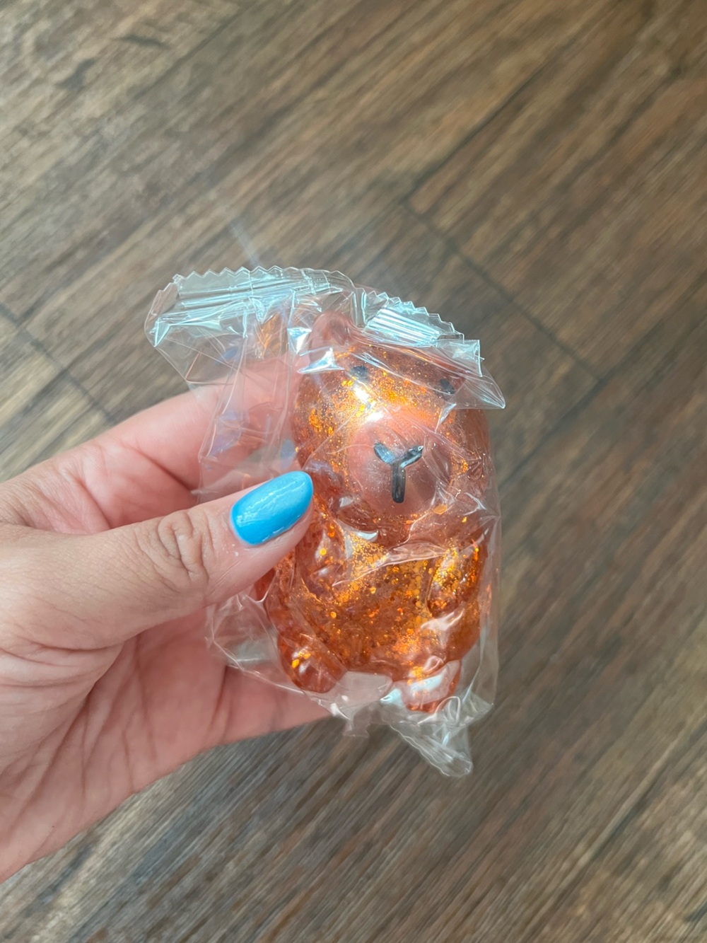 2 Cute Orange Glitter Bear Small Pet Toy